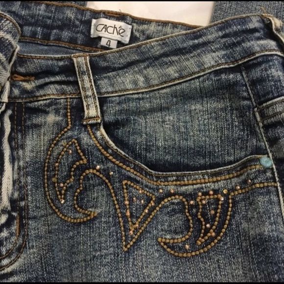 Cache Medium Wash Studded Wide Leg Jeans - Picture 2 of 5